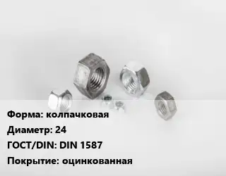 Гайка колпачковая D=24 DIN 1587 оцинкованная